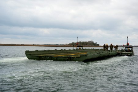 US Navy 120202-N-YX920-034 Sailors and Marines train with an improved ribbon bridge during Bold Alligator 2012
