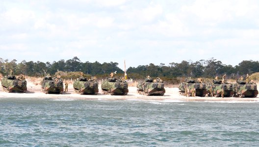 US Navy 120202-N-NU634-009 Marines ready their amphibious assault vehicles as they prepare to transit to the amphibious assault ship USS Wasp (LHD