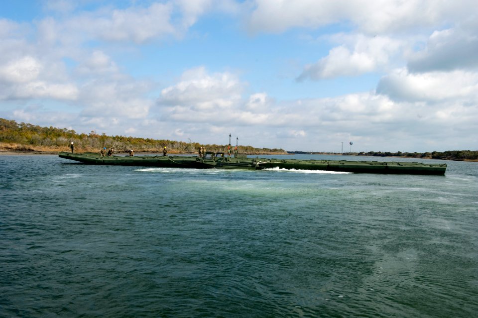 US Navy 120202-N-YX920-188 Sailors and Marines train with an improved ribbon bridge during Bold Alligator 2012