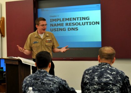 US Navy 120201-N-UN340-018 Electronics Technician 2nd Class Jeremy Ruark, assigned to the Center for Information Dominance (CID) Learning Site, San