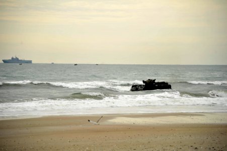 US Navy 120206-N-KB666-180 Amphibious assault vehicles (AAV) from the amphibious transport dock ship USS Oak Hill (LSD 51) make their way toward th