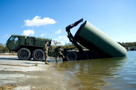 US Navy 120202-N-YX920-478 Sailors and Marines train with an improved ribbon bridge during Bold Alligator 2012