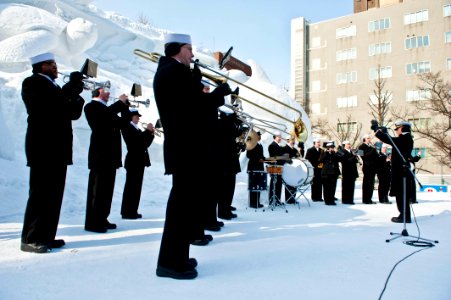 US Navy 120206-N-CZ945-041 The U.S. 7th Fleet Band performs at the 63rd Sapporo Snow Festival photo