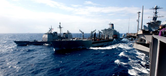 US Navy 120203-N-OY799-182 U.S. Navy ships are alongside each other during a fueling at sea