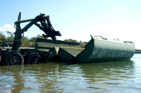US Navy 120202-N-YX920-517 Sailors and Marines train with an improved ribbon bridge during Bold Alligator 2012