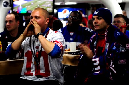 US Navy 120206-N-MD252-201 Sailors watch Super Bowl XLVI aboard the Nimitz-class aircraft carrier USS Carl Vinson (CVN 70)