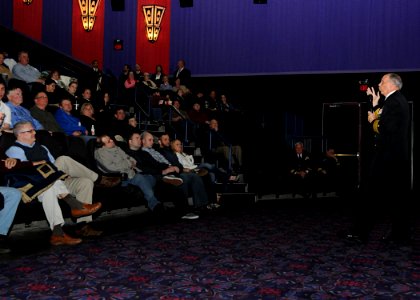 US Navy 120209-N-MZ294-048 Rear Adm. Garry Bonelli, deputy commander of Naval Special Warfare Command, answers questions after a special showing of