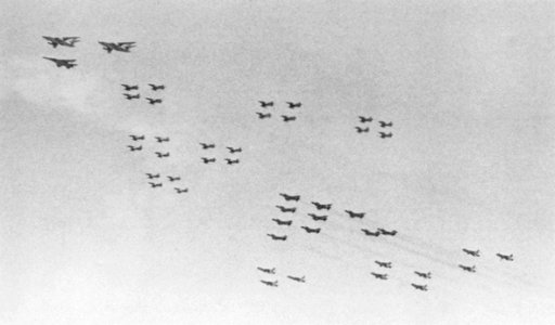 US Navy aircraft of CVW-7 and CVW-8 in flight in June 1968
