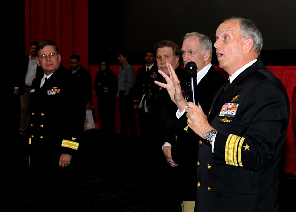 US Navy 120209-N-MZ294-062 Rear Adm. Garry Bonelli, Deputy Commander of Naval Special Warfare Command, answers questions after a special showing of