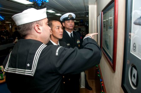 US Navy and Japan Maritime Self-Defense Force Sailors conduct sister ship tours 151218-N-RU971-501