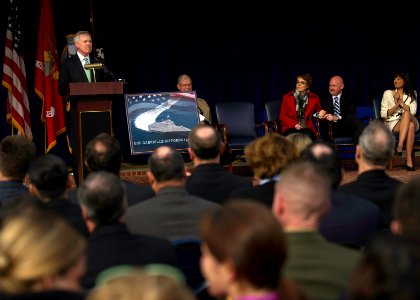 US Navy 120210-N-AC887-017 The Secretary of the Navy (SECNAV) the honorable Ray Mabus announces that the name of the 10th littoral combat ship, LCS
