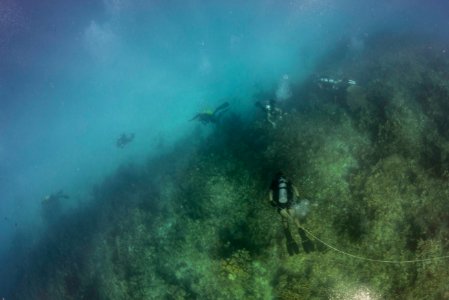 US Navy divers and Belizean Coast Guard divers work together during Southern Partnership Station '14 140626-N-IP743-064
