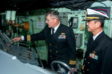US Navy and Japan Maritime Self-Defense Force Sailors conduct sister ship tours 151218-N-RU971-559