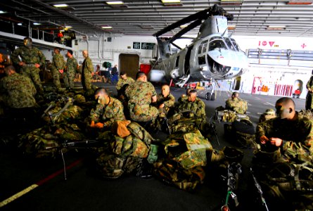 US Navy 120210-N-KB563-089 Members of the Japan Ground Self-Defense Force inventory their equipment before conducting a beach landing exercise with