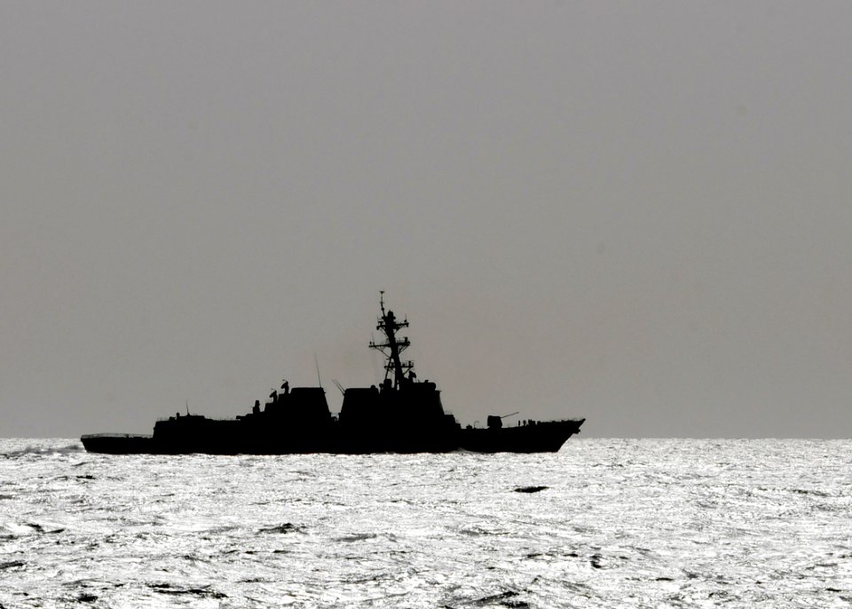 US Navy 120214-N-BC134-258 The Arleigh Burke-Class Destroyer USS Momsen (DDG 92) transits through the Arabian Sea photo