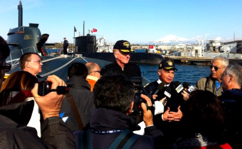 US Navy 120213-N-ZZ999-005 Rear Adm. James G. Foggo III, Commander Submarines, Allied Naval Forces South, and Italian Vice Adm. Rinaldo Veri, Comma photo