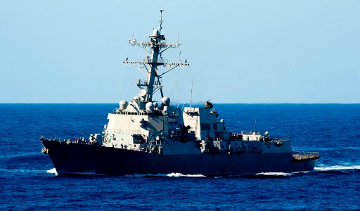 US Navy 120212-N-OY799-579 The Arleigh Burke-class guided-missile destroyer USS Dewey (DDG 105) transits the Pacific Ocean photo