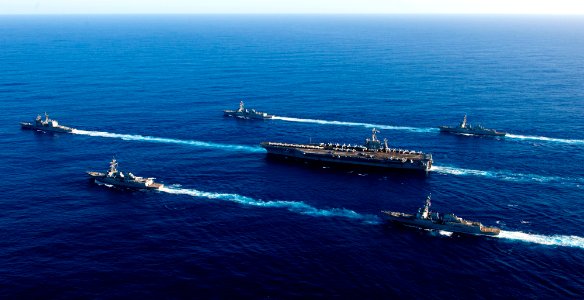 US Navy 120214-N-OY799-810 Ships from the John C. Stennis Carrier Strike Group transit the Pacific Ocean during a photo exercise