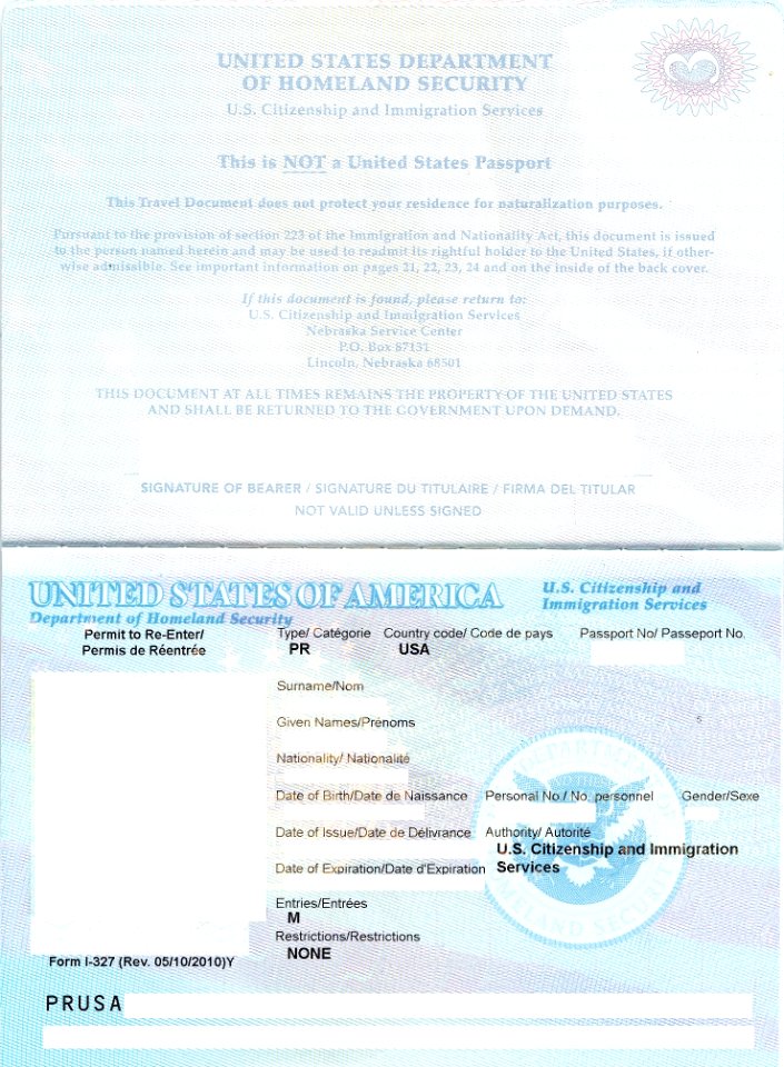 US Re-entry Permit (USCIS I-327)