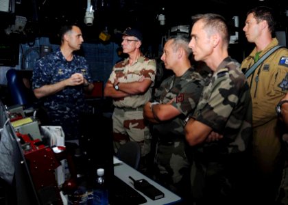 US Navy http-www.navy.mil-management-photodb-photos-100524-N-8936G-143 Capt. Ronald Ries, commanding officer of the amphibious assault ship USS Nassau (LHA 4), gives a tour of the Combat Information Center