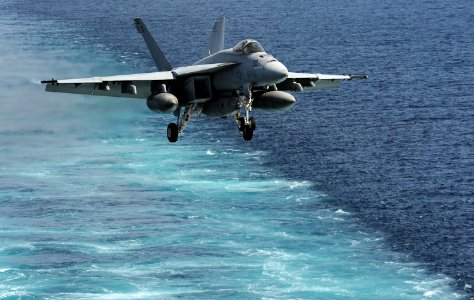 US Navy 120216-N-VO377-442 An F-A-18E Super Hornet assigned to the Kestrels of Strike Fighter Squadron (VFA) 137 approaches the flight deck of the