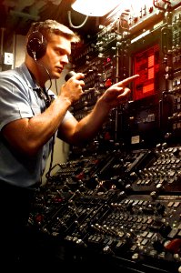 US Navy 970716-N-6483G-001 Weapons console on board USS Seawolf