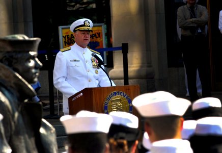 US Navy Chief of Naval Operations (CNO) Adm. Gary Roughead delivers remarks during a ceremony at the U.S. Navy Memorial commemorating the 68th anniversary of the Battle of Midway photo