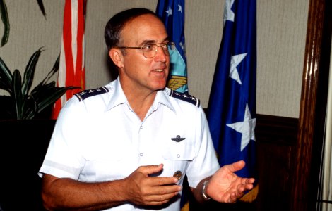 USAF Lieutenant General John S. Fairfield, Vice Commander of the Pacific Air Forces, during a speech to the Organization of Women Leaders in Honolulu, Hawaii. DF-ST-02-03037