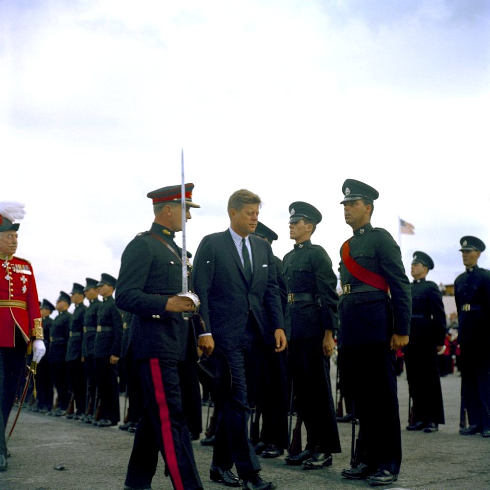 US President JF Kennedy inspects Bermuda Rifles 1961