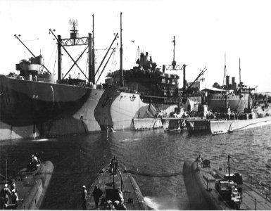 USS Anthedon (AS-24) docked at Fremantle, Australia, on 26 January 1945 (80-G-0863) photo