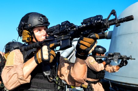 USCG enforcement specialists on USS Monterey (CG-61) 2013