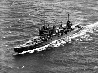 USS Astoria (CA-34) operating in Hawaiian waters on 8 July 1942 (NH 97682)