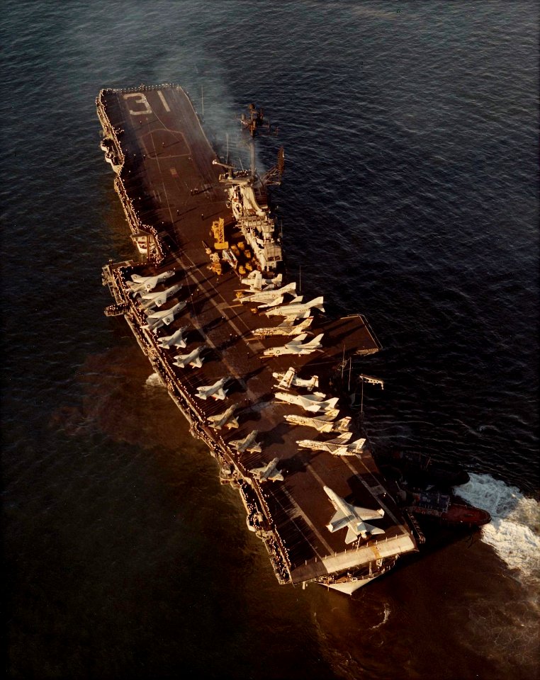 USS Bon Homme Richard (CVA-31) off San Diego c1970