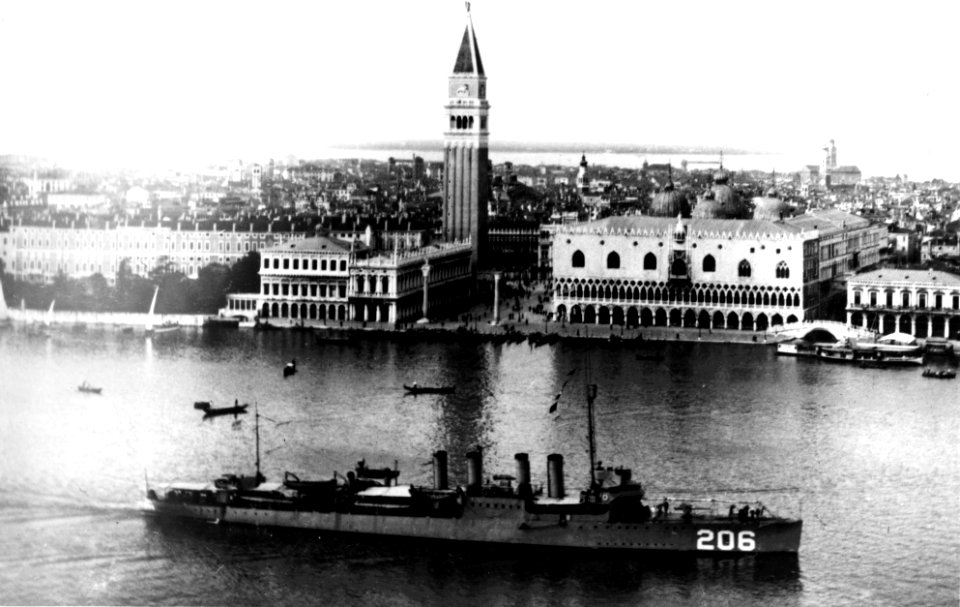 USS Chandler (DD-206) at Venice, Italy, circa in 1920 (UA 388.05)