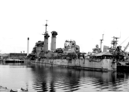 USS Columbus (CG-12) during conversion at Puget Sound Navy Yard 1961 photo
