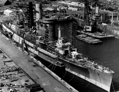 USS Chicago (CG-11) at the Hunters Point Naval Shipyard, California (USA), during 1961 (NH 90794)