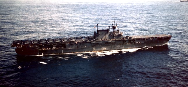 USS Enterprise (CV-6) underway at sea in October 1945