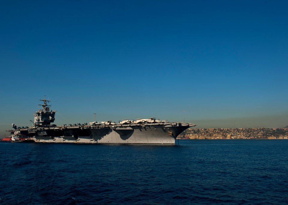 USS Enterprise (CVN-65) anchored off Naples on last deployment (121019-N-FI736-010)