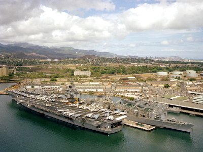 USS Enterprise (CVN-65) at Pearl Harbor on 15 June 1984