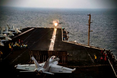 USS Dwight D. Eisenhower conducts flight operations. (31026172855)