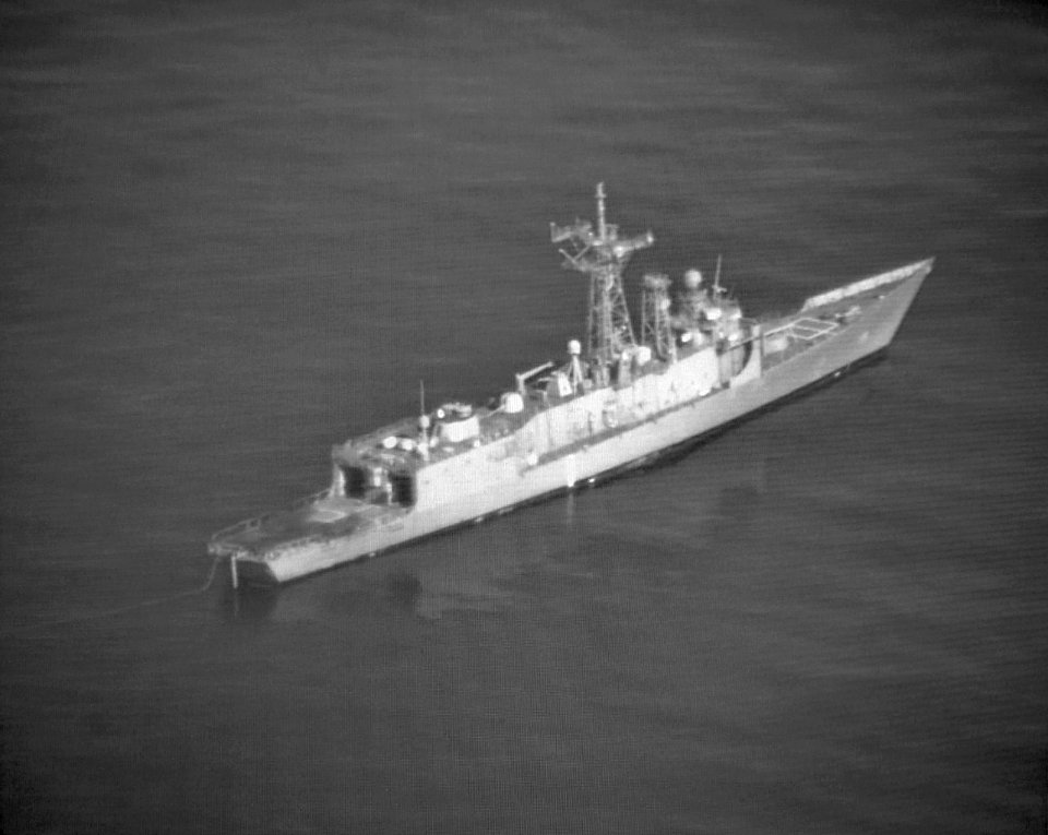 USS Ford (FFG-54) as a target ship off Guam on 1 October 2019 (191001-N-CO914-1146)
