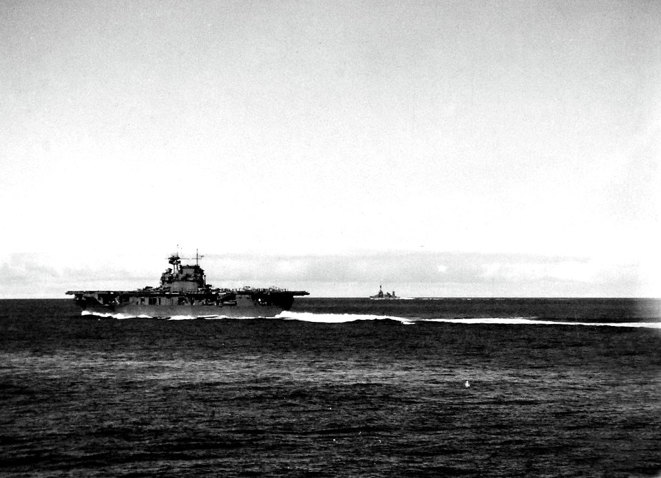 USS Enterprise (CV-6) underway at high speed on 4 June 1942 (80-G-32225)