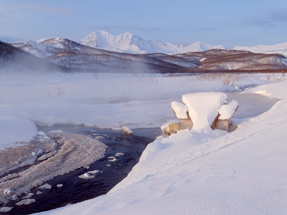 Bathing kamchatka nature