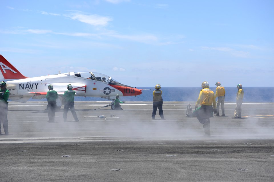 USS George H.W. Bush conducts flight operations. (9018258076)