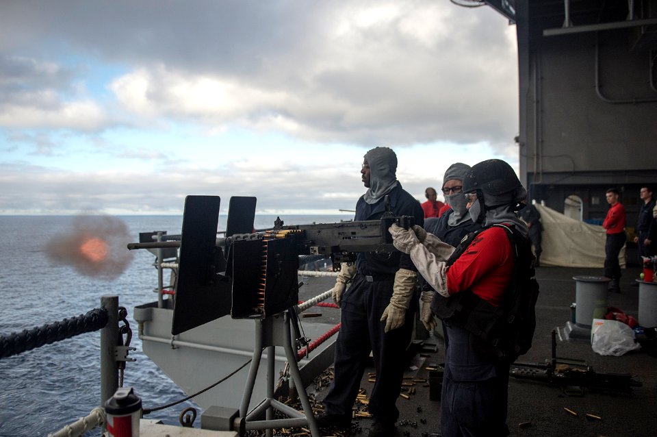 USS George Washington conducts a live-fire exercise. (21419148066)