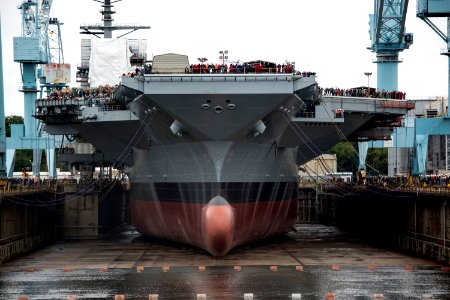 USS Gerald R. Ford (CVN-78) in dry dock front view 2013