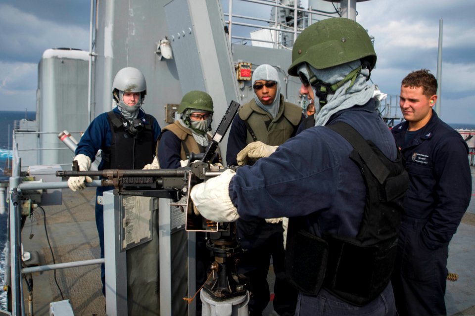 USS Germantown crew-served weapons qualification shoot 141024-N-XM324-740
