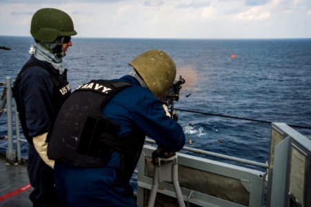 USS Germantown crew-served weapons qualification shoot 141024-N-XM324-104
