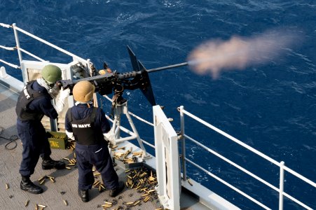 USS Germantown crew-served weapons qualification shoot 141024-N-UD469-078