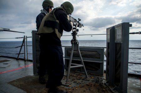 USS Germantown crew-served weapons qualification shoot 141024-N-XM324-330
